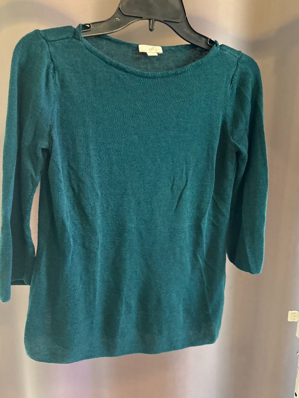 J. Jill Deep Teal Green Lightweight Fine Knit 3/4 Sleeve Sweater Top XS